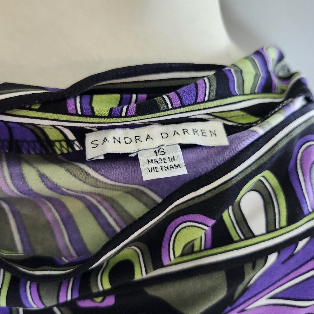 Sandra Darren Purple Green Cocktail Dress Knee-Length 3/4 Sleeve - Picture 5 of 5